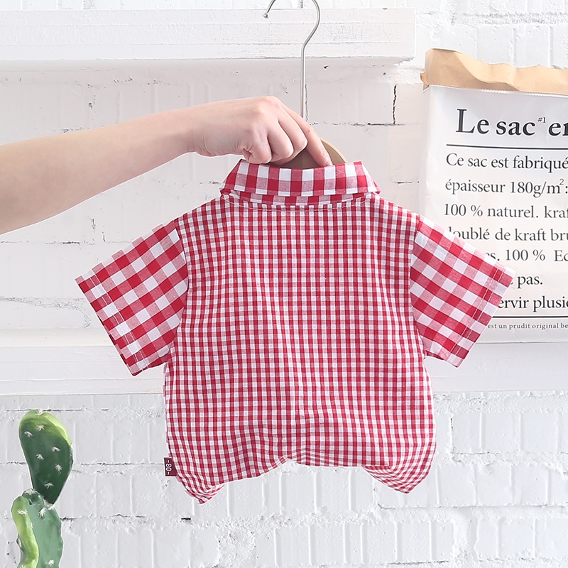 Áo Sơ Mi Ngắn Tay Kẻ Sọc Caro Thời Trang Cho Bé Trai 0-4 Tuổi