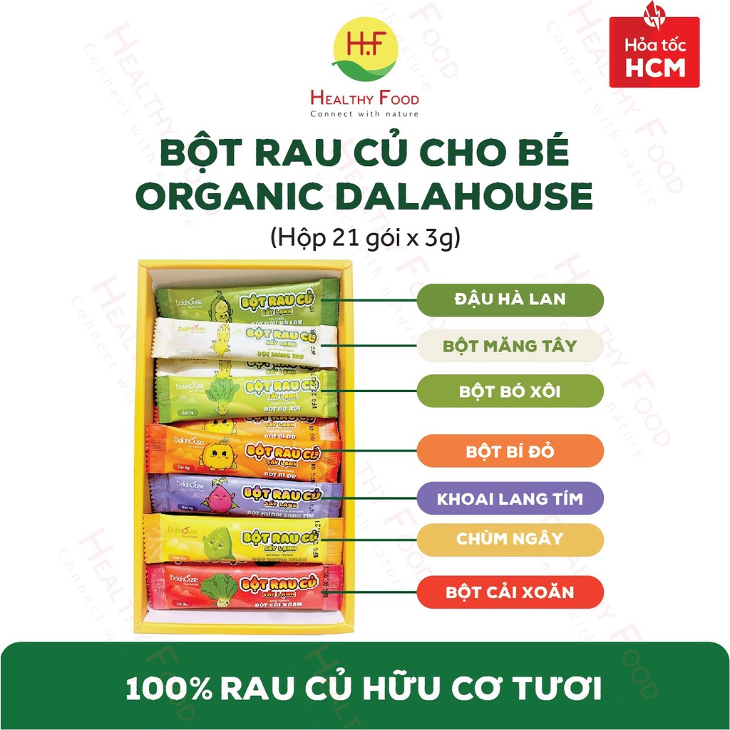 Combo Bột Rau Dinh Dưỡng Ăn Dặm Cho Bé Dalahouse (Hộp 21 gói x 7 vị) - Hoàn toàn tự nhiên, An Toàn, Dễ sử dụng