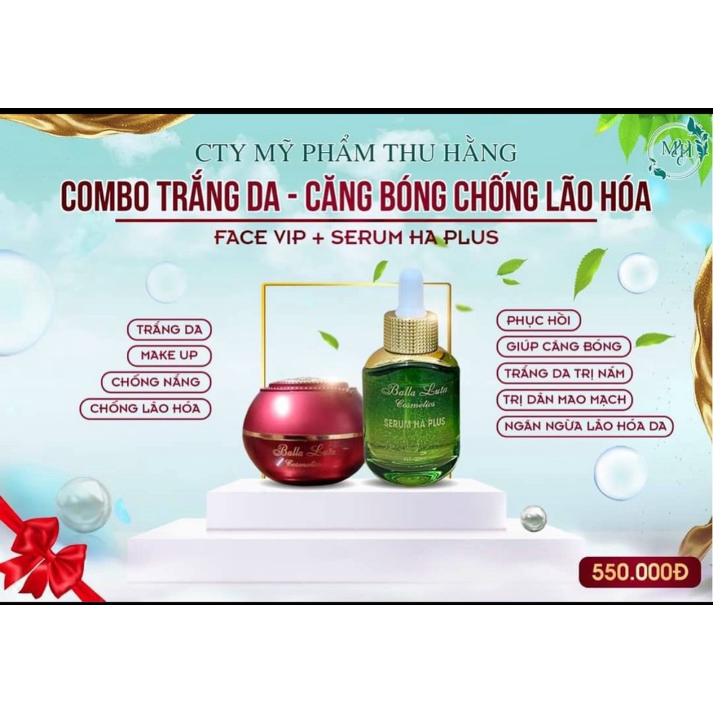 BỘ ĐỔI HOÀN HẢO NGỪA THÂM NÁM KEM FACE VIP ĐỎ +SERUM HA PLUS+ CHIẾT XUẤT LINH CHI(CHÍNH HÃNG 100%)