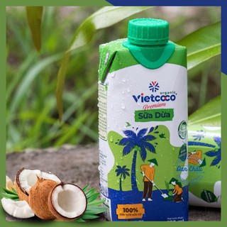 Sữa Dừa VIETCOCO Sữa Thực Vật 100% Nguyên Chất Hữu Cơ Organic, Giàu Canxi, Tốt Cho Ăn Chay, Bệnh Tim Mạch, Hộp 330ml