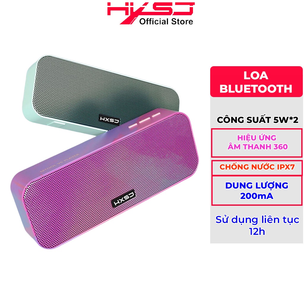Loa bluetooth HXSJ V6 Bản Mở Rộng Hỗ Trợ Kết Nối Bluetooth 5.0, Thẻ Nhớ, USB, Công suất 2 loa 10W Nhiều Màu Sắc