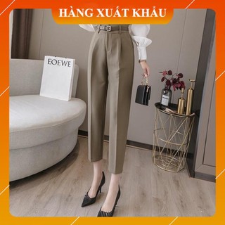 [FREESHIP - XẢ KHO] Quần tây nữ lưng cao đai nhỏ chất vải tuyết mưa co dãn nhé - 2 màu Đen/Nâu