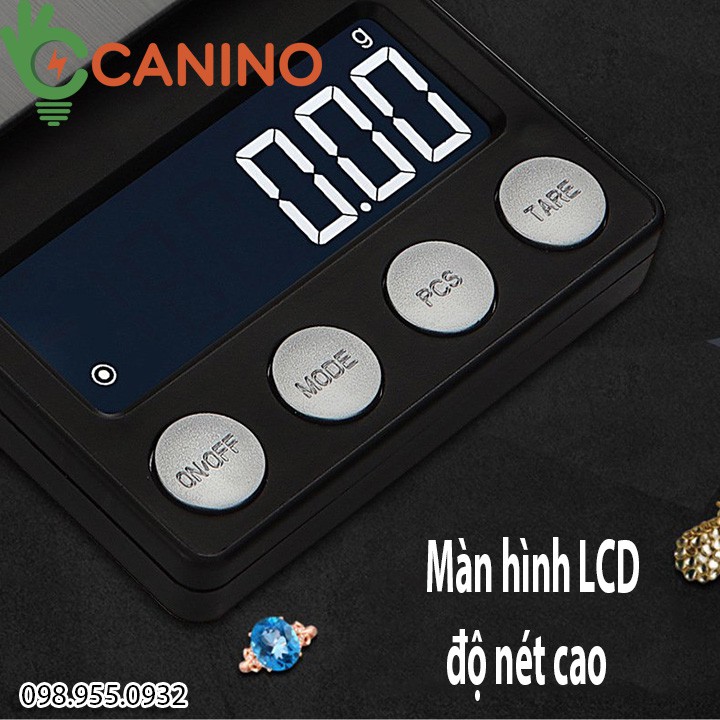 Cân điện tử mini di động cân trang sức cao cấp Canino (lỗi 1 đổi 1 trong 7 ngày)