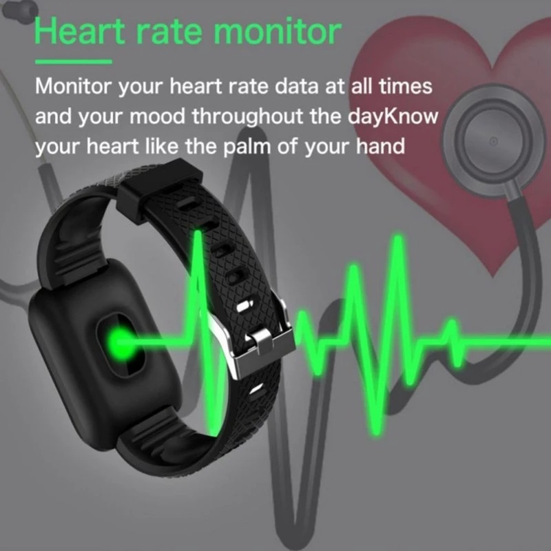 Đồng hồ đeo tay thông minh TZUZL 116plus kết nối bluetooth đo nhịp tim/huyết áp 2021 cho nam nữ