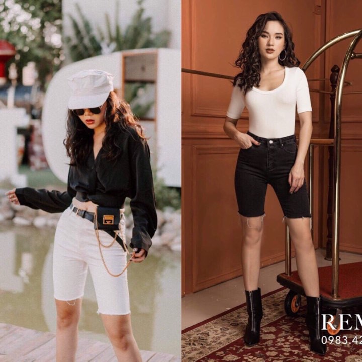 Quần jeans ngố nữ màu trắng và đen