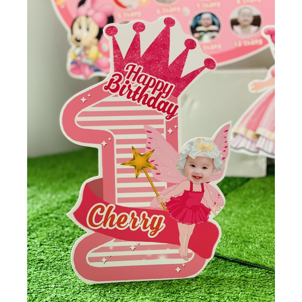 ⚡️Flash Sale⚡️ SET Chibi sinh nhật bé gái _FREE THIẾT KẾ THEO CHỦ ĐỀ_Tặng 1 Hashtag cầm tay