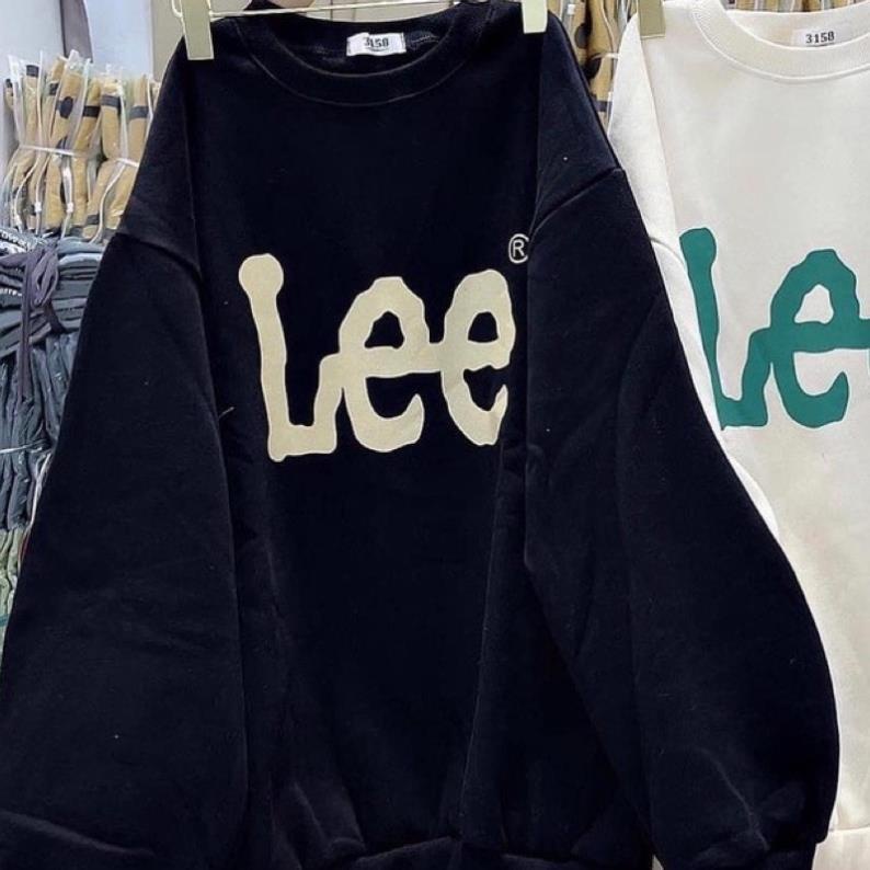 Áo Nỉ Sweater Lee Form Rộng Unisex Nam Nữ Tay Bồng Nỉ Cotton Dày Dặn