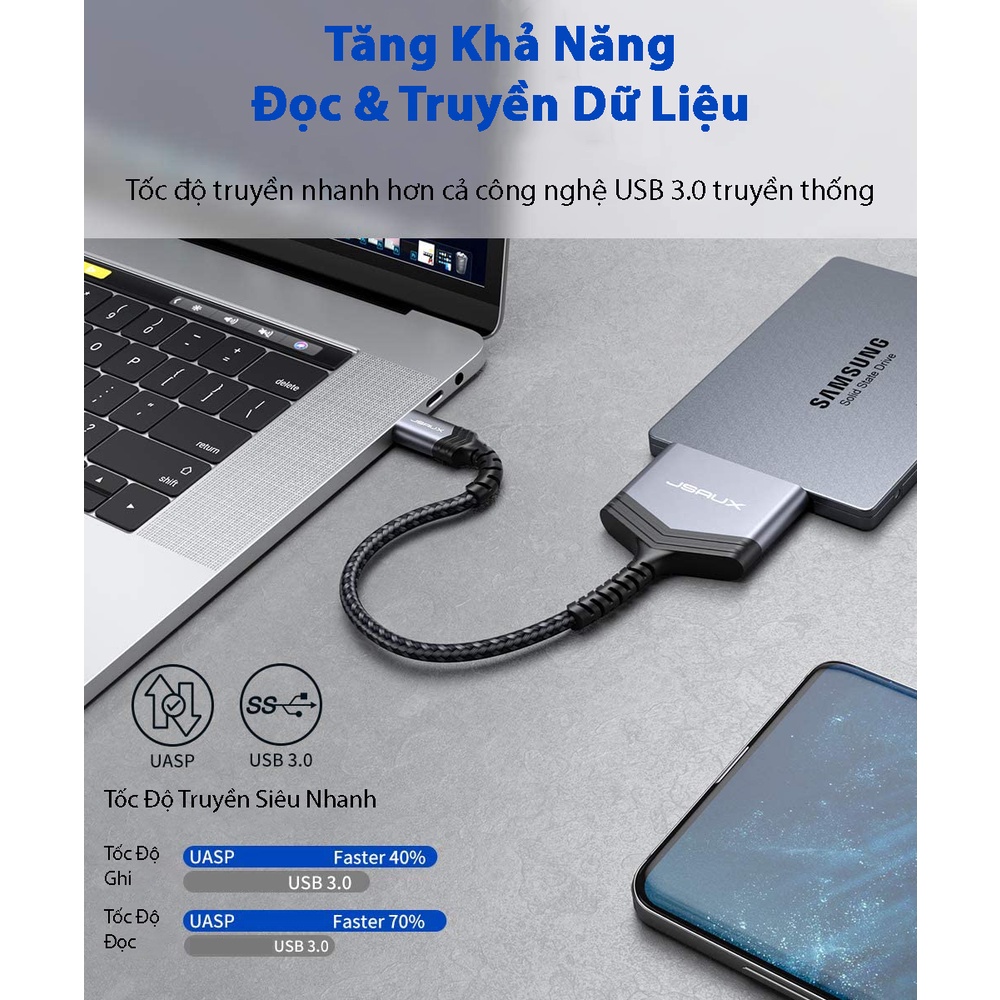 Bộ Chuyển Đổi Ổ Cứng Type C Sang Sata III  2.5 inch JSAUX Cho Ssd / Hdd – Cho Macbook, Laptop, Điện thoại Samsung, Oppo