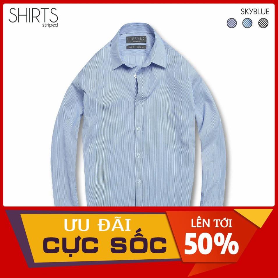 Áo Sơ Mi Nam Họa Tiết Kẻ Sọc Nhỏ CEFFYLO Form Slimfit Lịch Lãm Đẳng Cấp - POLIDO Store