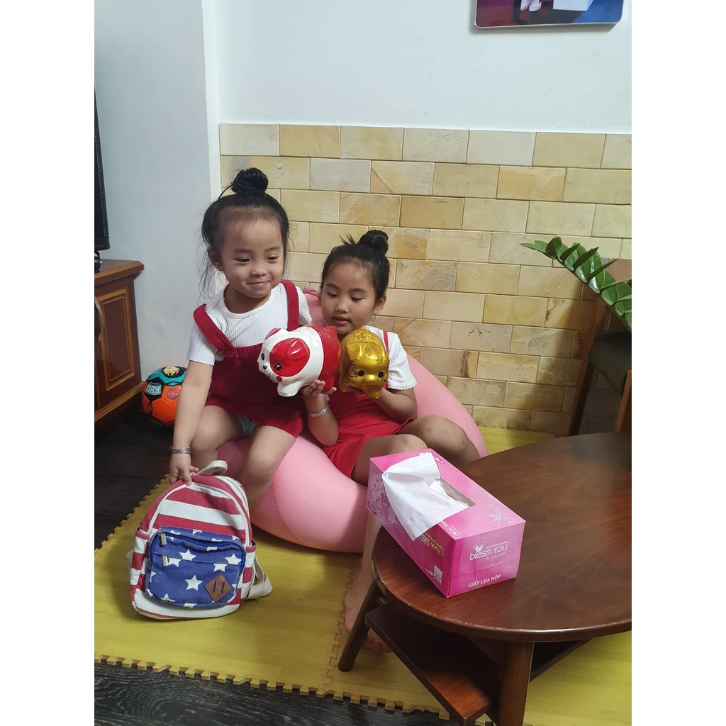 Ghế lười hạt xốp 3ii Home hình trái lê cao cấp màu hồng size M 80x100cm