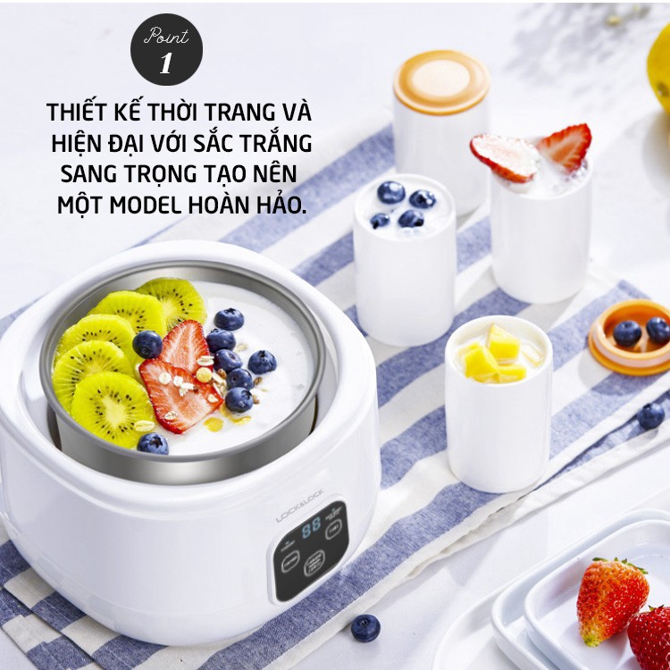 [Lock&amp;Lock] Máy làm sữa chua Yogurt Maker EJY211 dung tích 1L