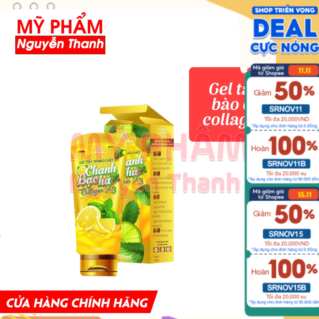 Tẩy tế bào chết mặt và body collagen X3 200gr đông anh chính hãng