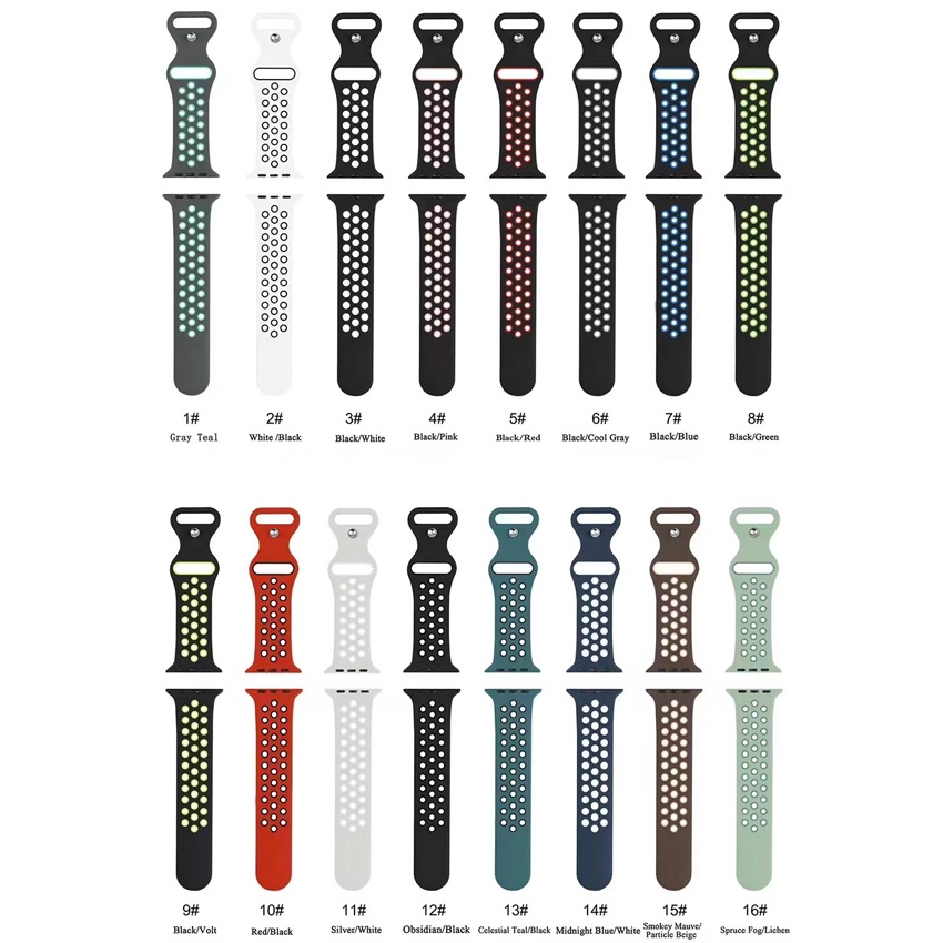 Dây Đeo Đồng Hồ Bằng Silicone Hai Màu Kích Thước 49mm 45mm 41mm 44mm 40mm 38mm 42mm ultra 8 7 6 SE 5 4 3 2 1