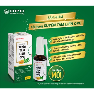  Xịt họng Xuyên Tâm Liên OPC (30ml) - Ngăn ngừa vi khuẩn xâm nhập, làm sạch khoang miệng, dịu họng.