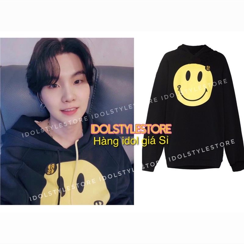 Áo nỉ mũ mặt cười như Suga BTS và Dokyeom Seventeen