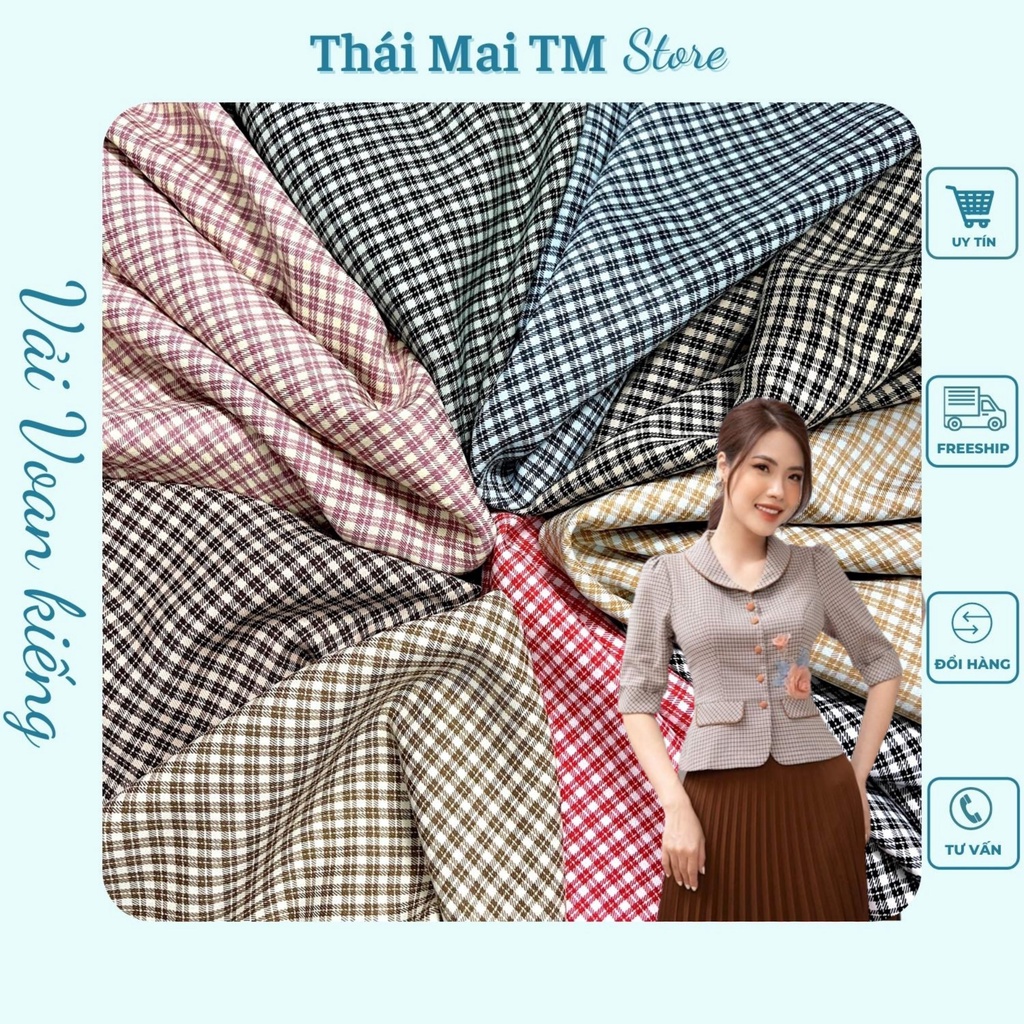Vải Caro nhí ô 4mm,chất vải bố chuyên may đồ thời trang,may vest.TháiMaiTM