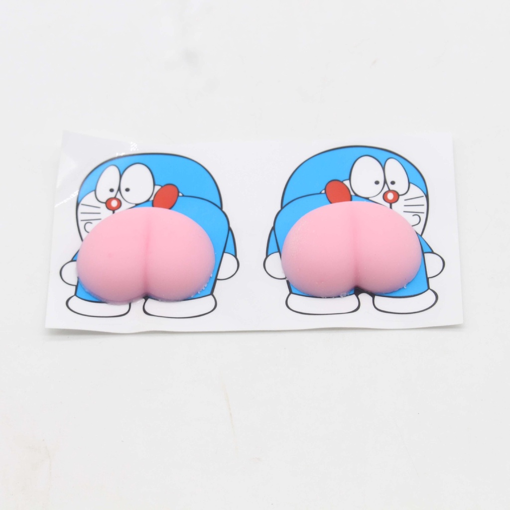 Hình dán mông đào silicon 2 hình dùng dán điện thoại trang trí giải tri Mochi squishy hình cái mông