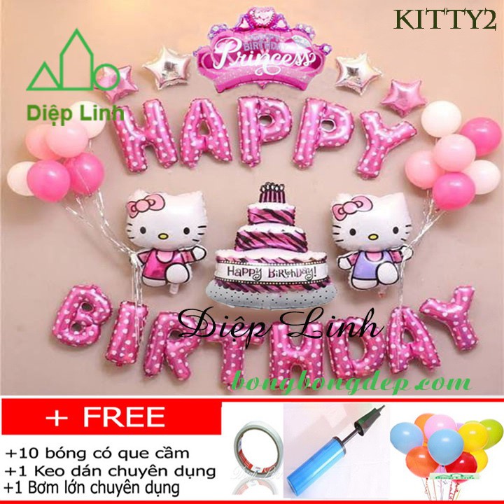 Sét Phụ Kiện Trang Trí Sinh Nhật Hello Kitty - Diêp Linh