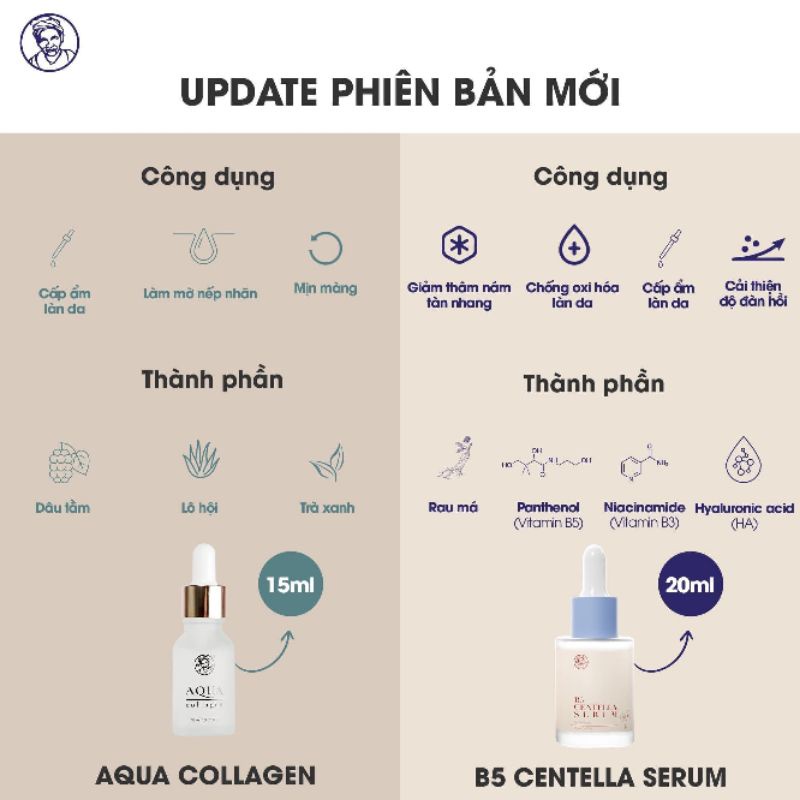 Serum Bà Lão B5 centella dưỡng da sáng mịn (AQUA COLLAGEN mẫu mới)