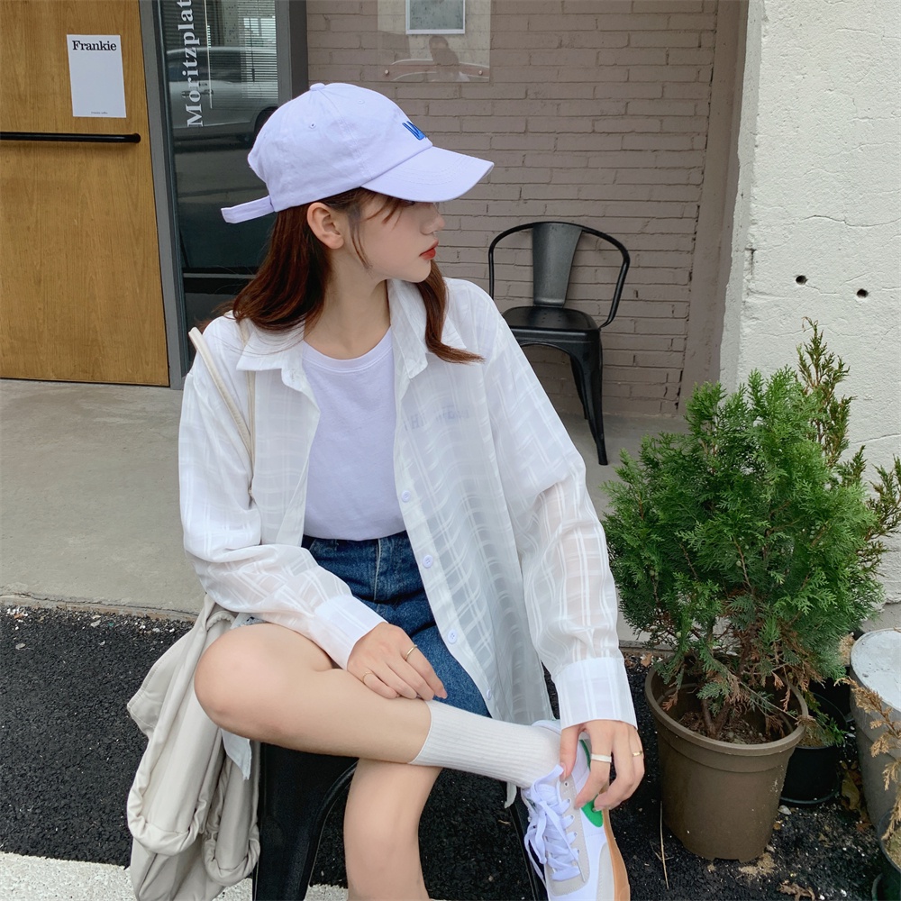 Áo Sơ Mi Trắng Kẻ Sọc Thời Trang Mùa Hè Mới Cho Nữ