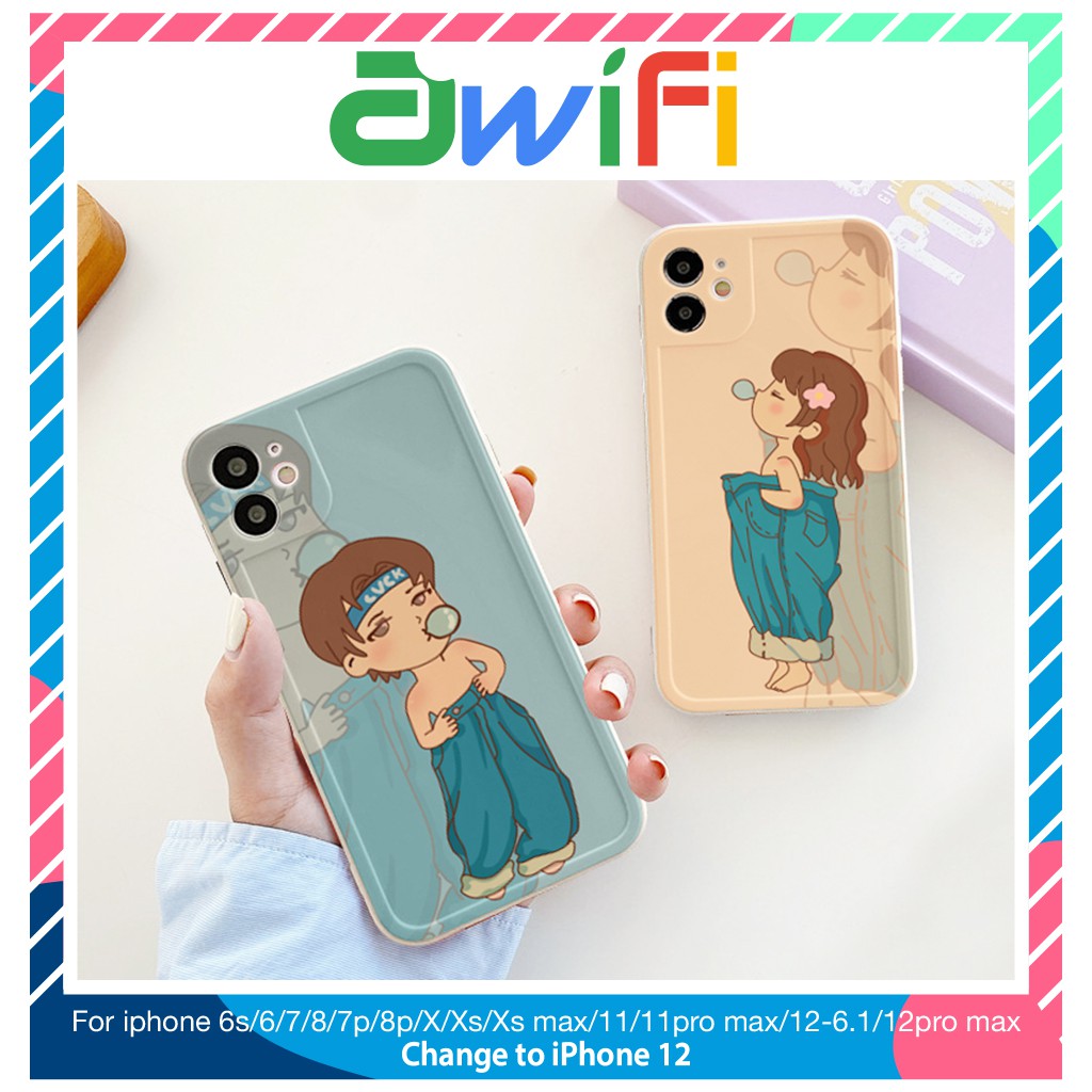 Ốp lưng iphone viền nổi bóng girl boy quần rộng 6plus/6s/6splus/7/7plus/8/8plus/x/xr/xs/11/12/pro/max/promax -Awifi Y4-5