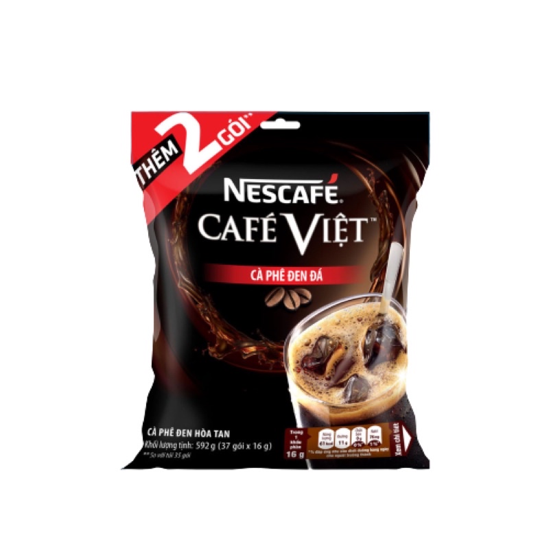 [Tặng1 túi du lịch][Tặng 2 gói mỗi bịch]Combo 5 bịch cà phê hoà tan Nescafe cafe Việt đen đá 35 gói
