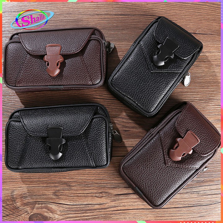 Bao da cao cấp đựng điện thoại đeo hông thương mại zipper hai lớp 6.3 inch K501 Shalla