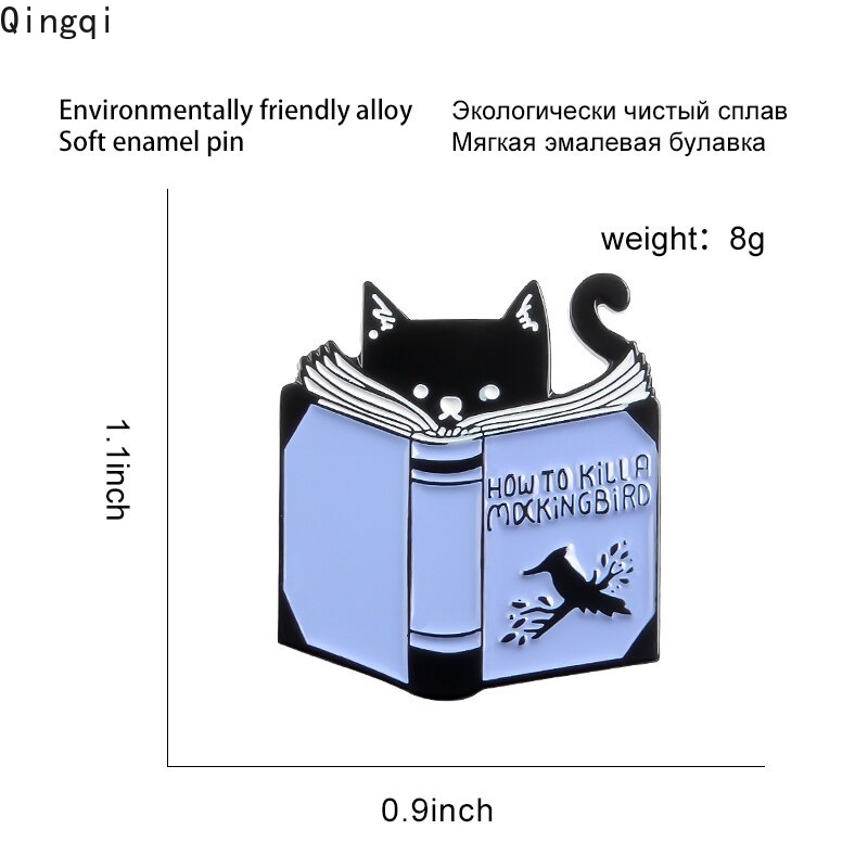 Ghim cài áo Miss Zoe hình chú mèo đọc sách đáng yêu