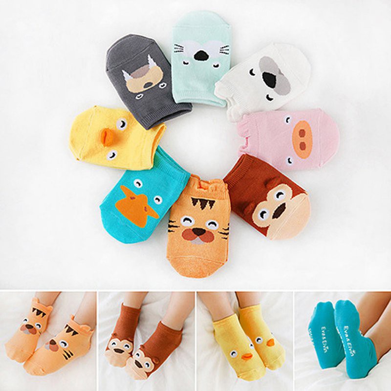 [Giá hot] Combo 5 đôi tất chống trơn trượt Kid socks cổ ngắn tất hình thù ngộ nghĩnh chống trượt