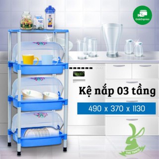 Kệ chén Việt Nhật 3 tầng có nắp đậy an toàn vệ sinh -  đồ dùng nhà bếp tiện lợi