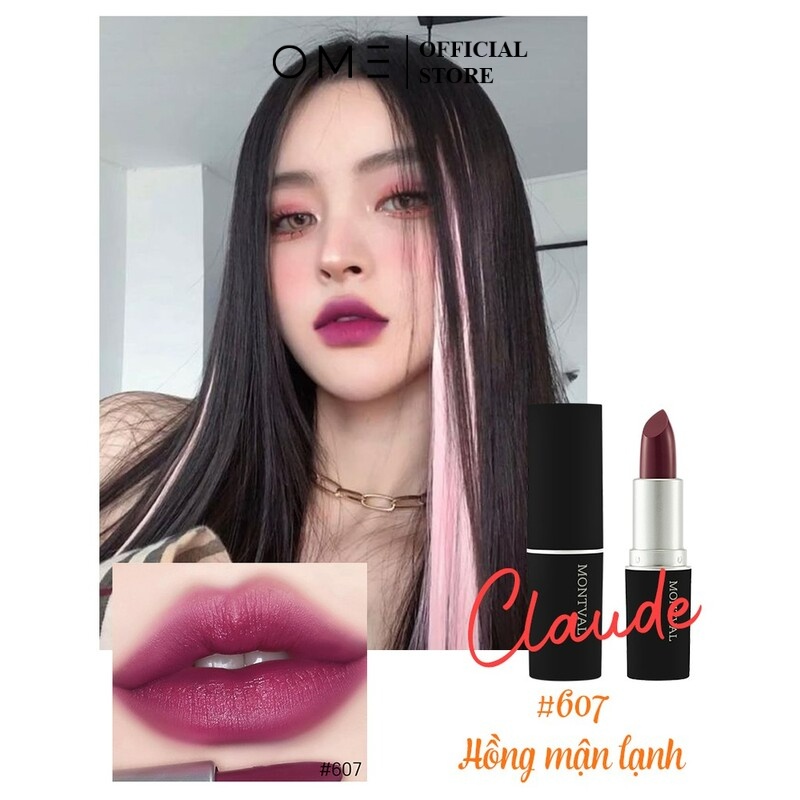 Son thỏi lì Montval Mabelle Matte Lipstick chính hãng Hàn Quốc – 607 Claude (Hồng mận lạnh) - Montval Official
