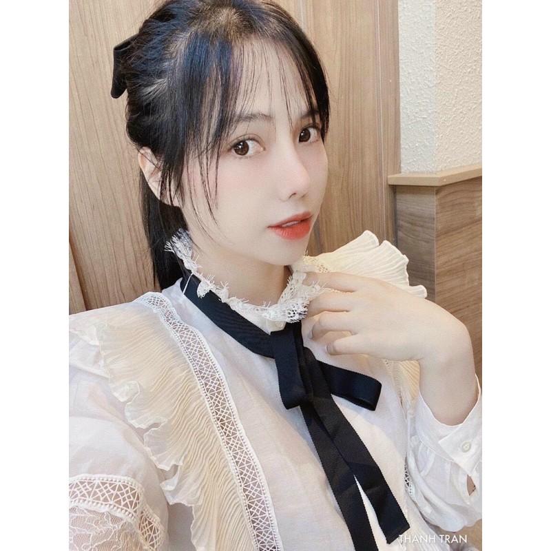 ⚡️Áo SƠ MI BÁNH BÈO⚡️áo sơ mi trắng kiểu xếp ly ren ngực