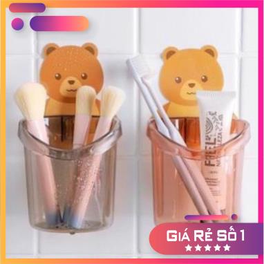 FREE SHIP - Cốc Gấu Đựng Bàn Chải Kem Đánh Răng, Cốc Gấu Dán Tường Siêu Dính Cute - Xả Kho Lấy Đánh Giá 5 Sao