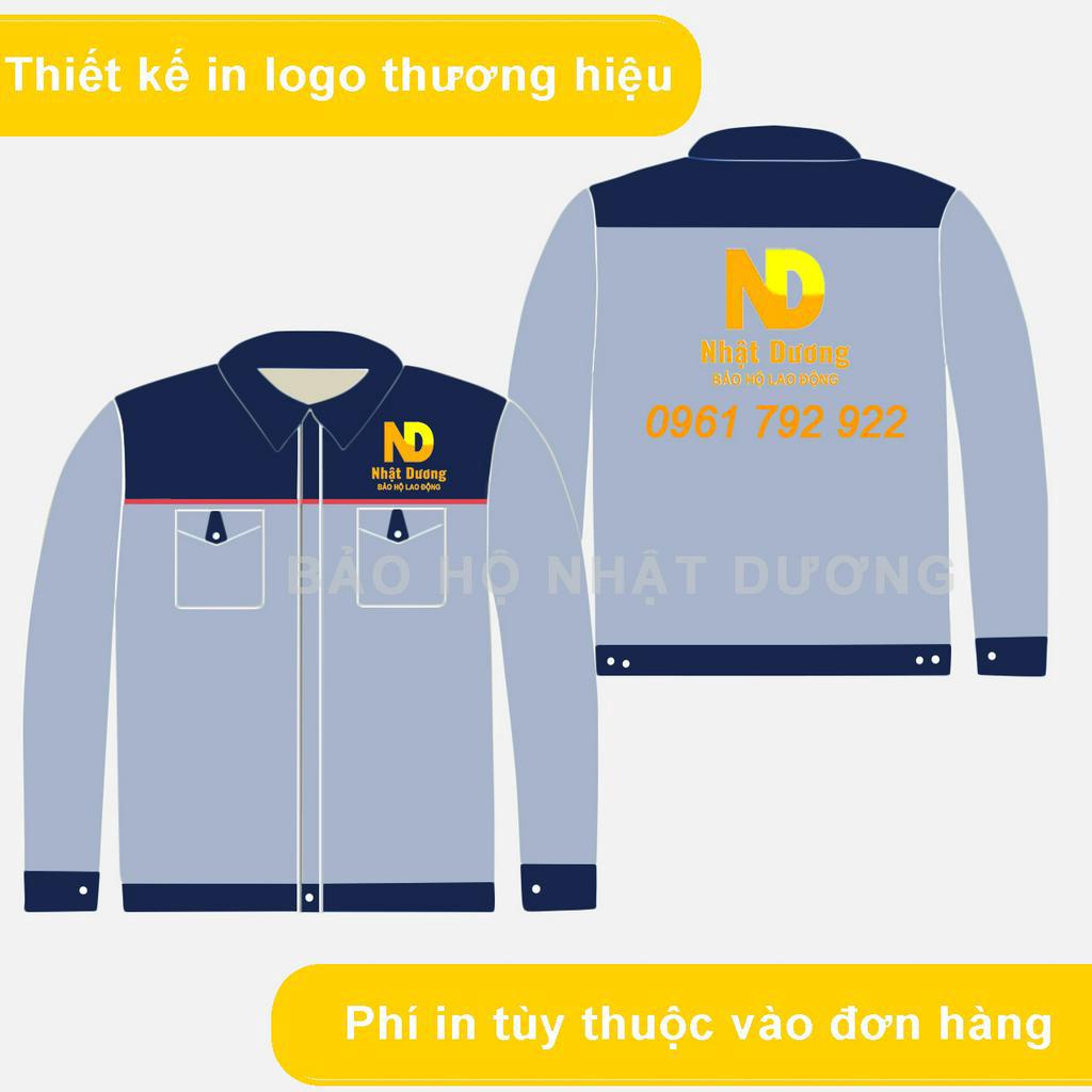 Quần áo bảo hộ lao động nam Nhật Dương ND01 vải kaki 3/1 dài tay túi hộp, Đồ bảo hộ lao động bền chắc cho công nhân