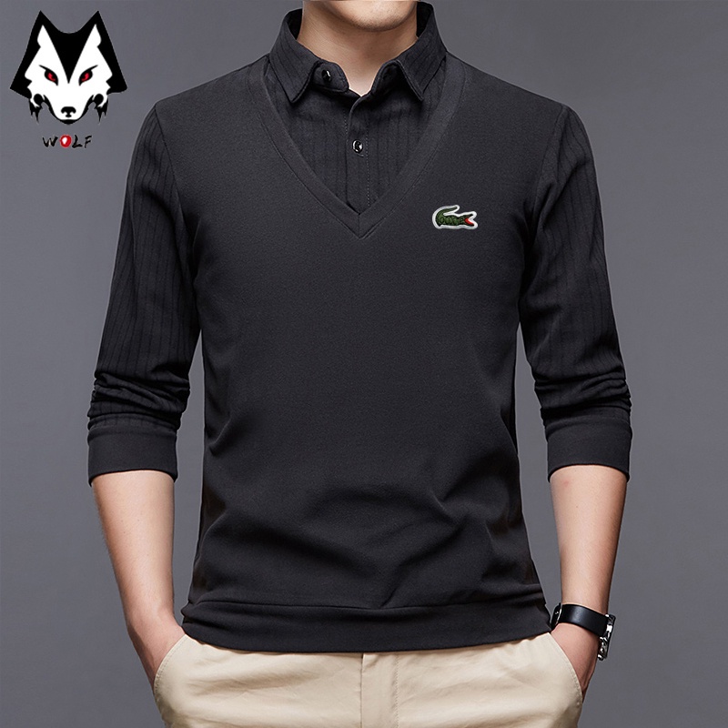 Áo polo Cotton Dài Tay Thời Trang Công Sở Cho Nam 5 Màu Lựa Chọn