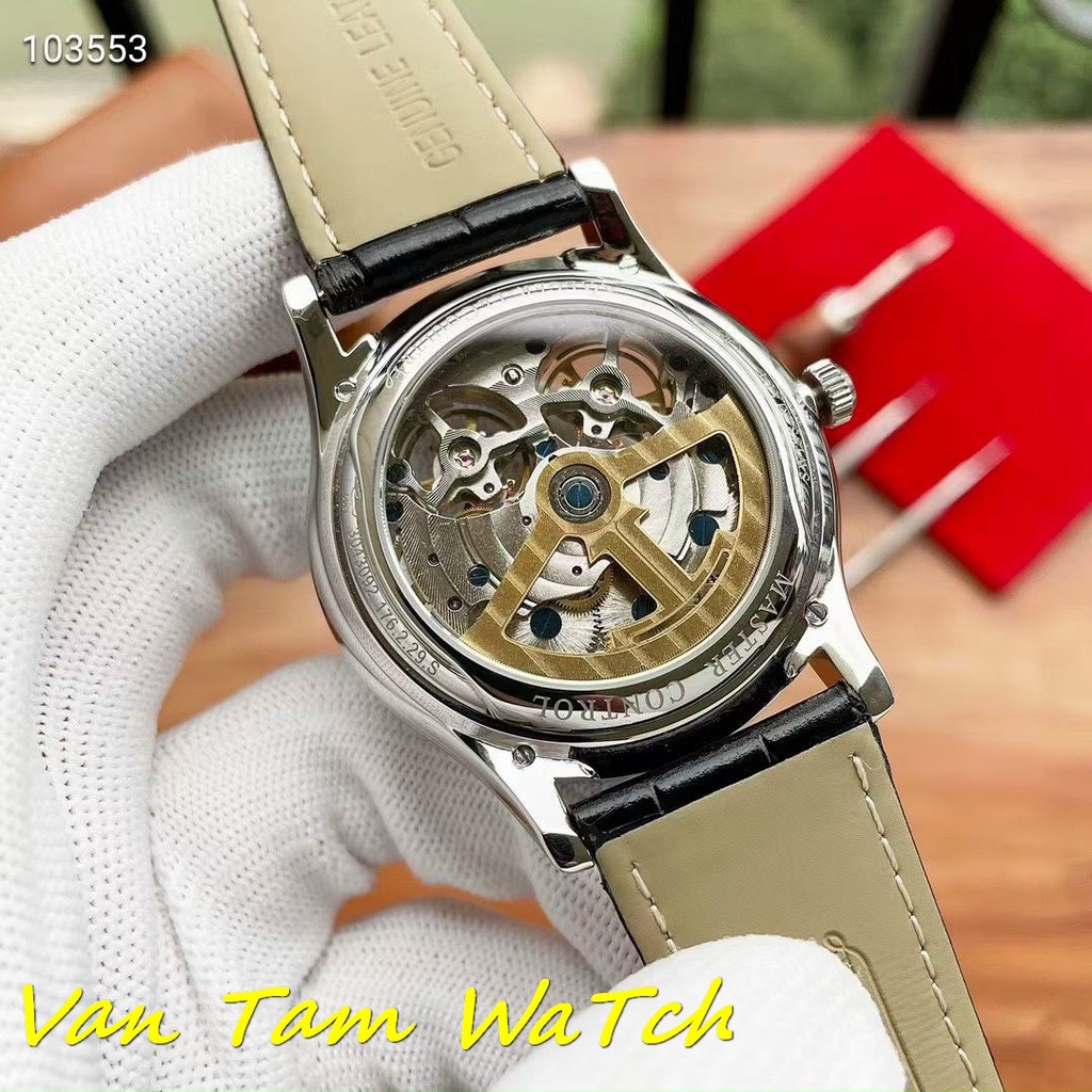 Đồng hồ nam Jeager lecoultre 42mm máy cơ Thuỵ Sĩ, mẫu mặt tròn lộ cơ 2 máy, khung thép không gỉ , dây da