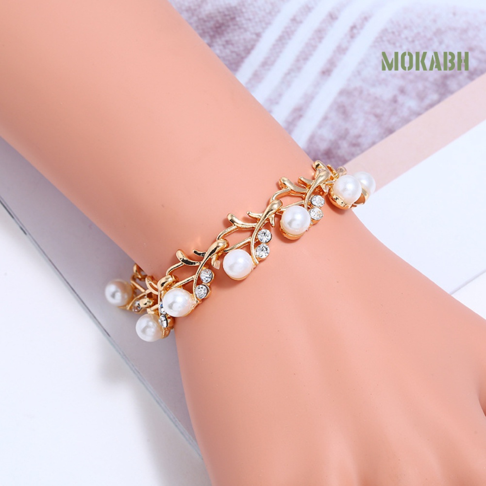 Bộ Trang Sức Đính Ngọc Trai Nhân Tạo Thanh Lịch Dành Cho Nữ