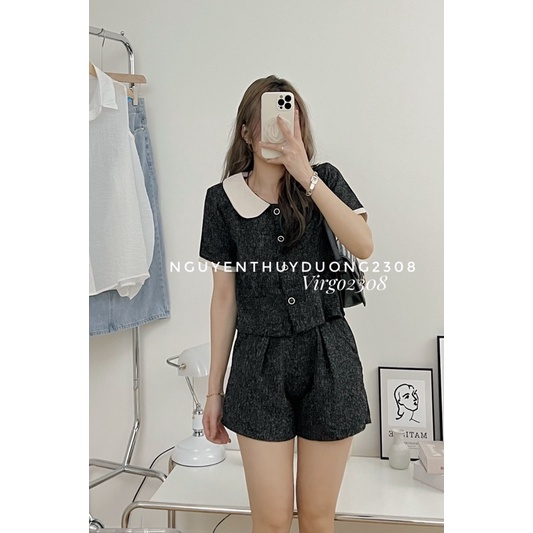 [NEW]SET DẠ TIÊU CỔ SEN PHỐI MÀU TIỂU THƯ 0708