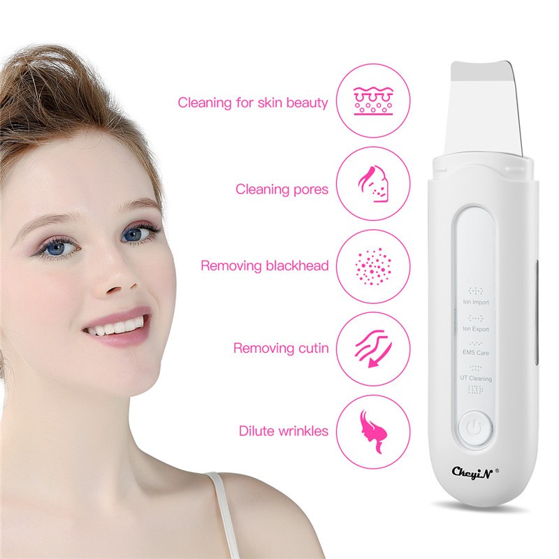 Máy chăm sóc da CKEYIN MR523 sóng siêu âm EMS làm sạch mụn đầu đen lỗ chân lông loại bỏ nếp nhăn tẩy trang