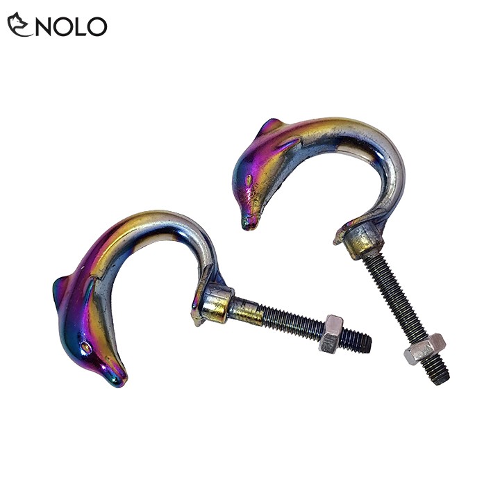 Combo 2 Móc Câu Hình Cá Heo Treo Đồ Cho Xe Máy, Xe Điện Chất Liệu Hợp Kim Xi 3D 7 Màu Ánh Quang Rất Đẹp