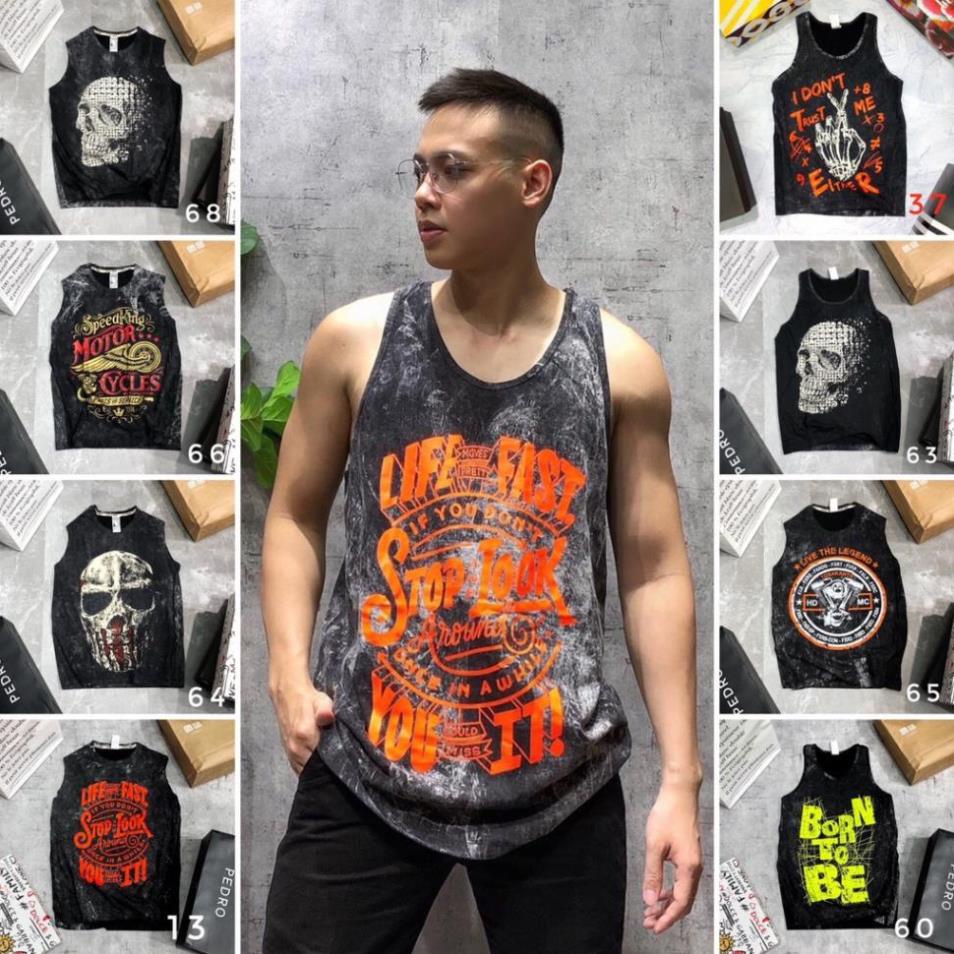 Áo ba lỗ gym big size tanktop sát nách thể thao cotton họa tiết đầu lâu cao cấp thái lan SNTL 62 🥇 *