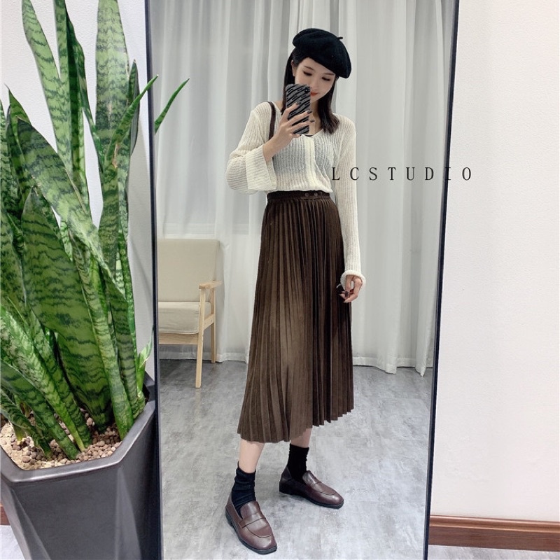 Chân váy công sở xếp ly dài cúc bấm lên dáng cực xinh LICA - CV02 | BigBuy360 - bigbuy360.vn