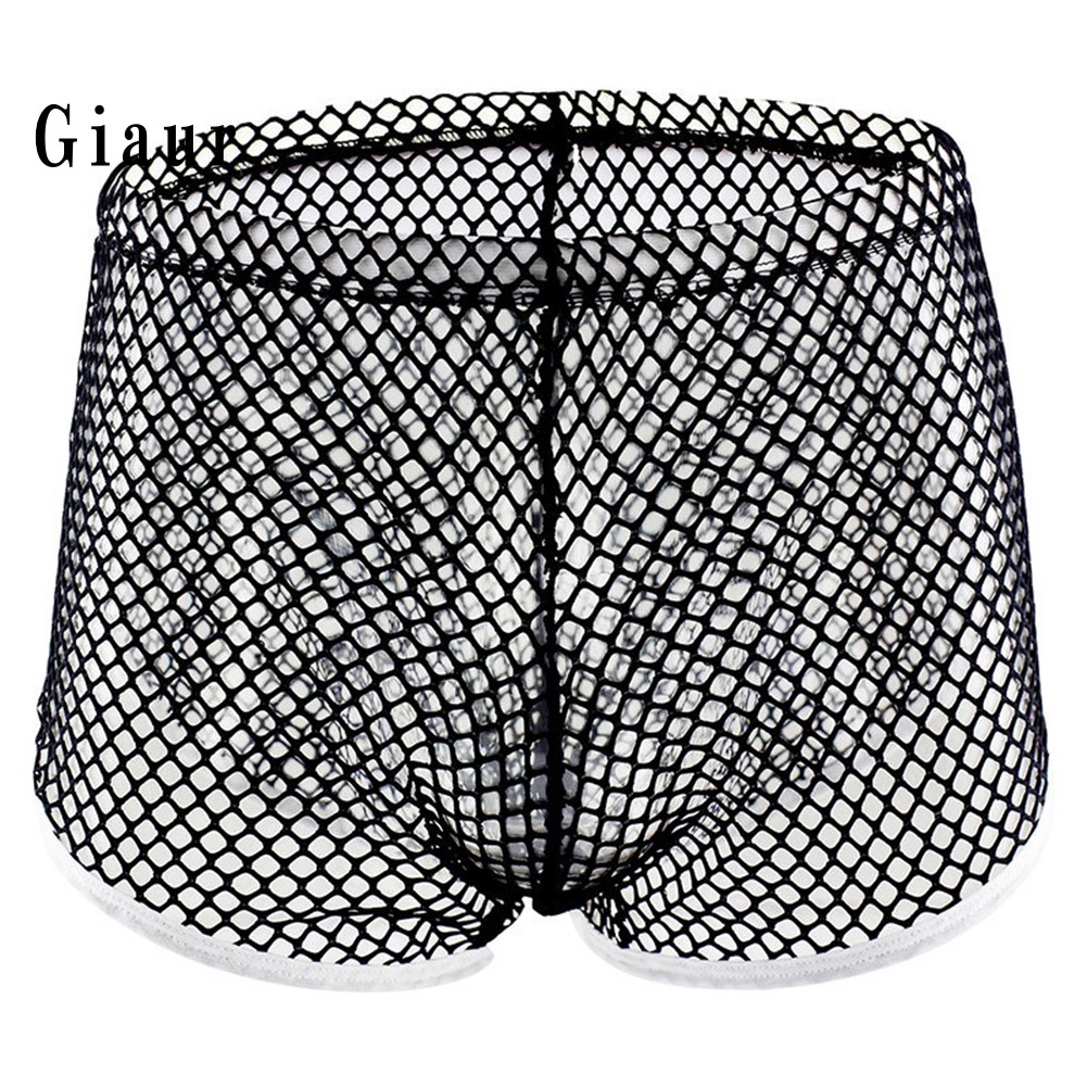 Quần Lót Boxer Lưng Thấp Phối Lưới Thoáng Khí Quyến Rũ Thời Trang Cho Nam