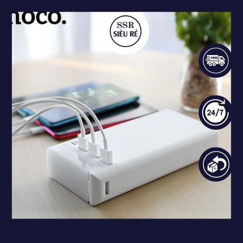 Sạc dự phòng 30000mAh SSR Hoco J62 Chính Hãng - Sạc nhanh 18w - 5 Cổng - Tích Hợp Đèn Pin (LA380494)