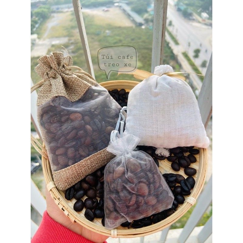 Túi thơm hạt cà phê treo xe ô tô, tủ quần áo, phòng khách, phòng bếp khử mùi ẩm mốc