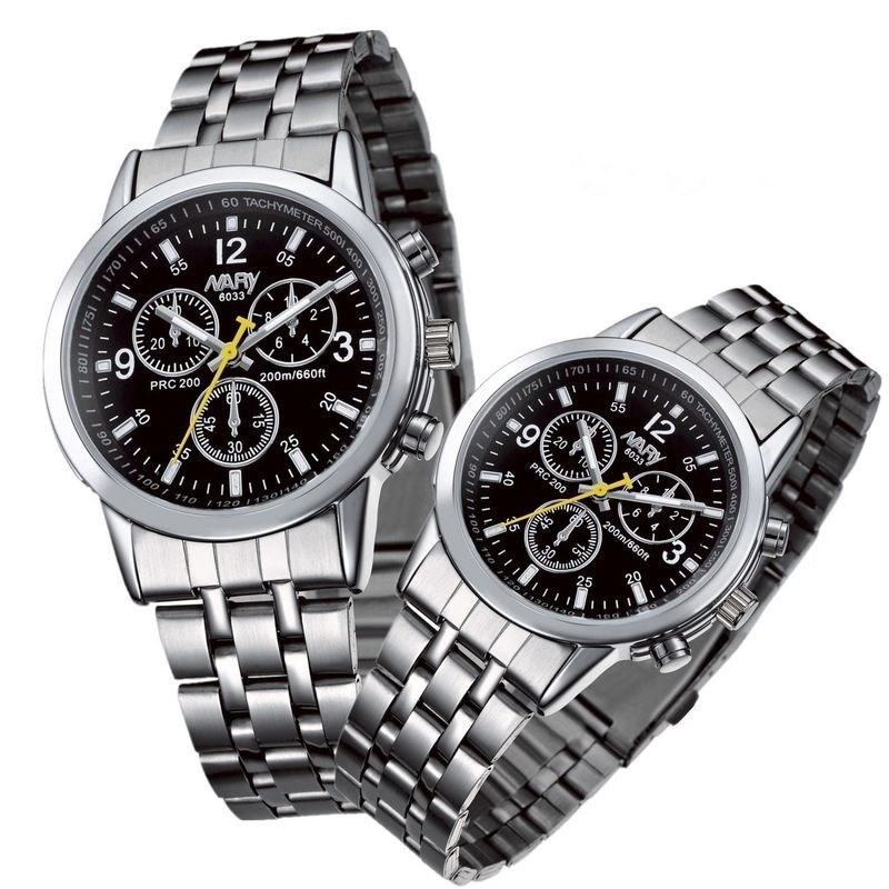 Đồng hồ cặp đôi chính hãng thương hiệu NARY Dây đeo bằng thép không gỉ Đồng hồ thạch anh chống thấm nước đồng hồ đôi