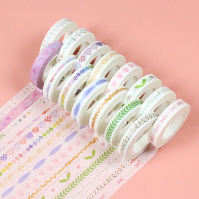 Băng Dính Washi Tape Trang Trí Kích Thước 7mm X 10m