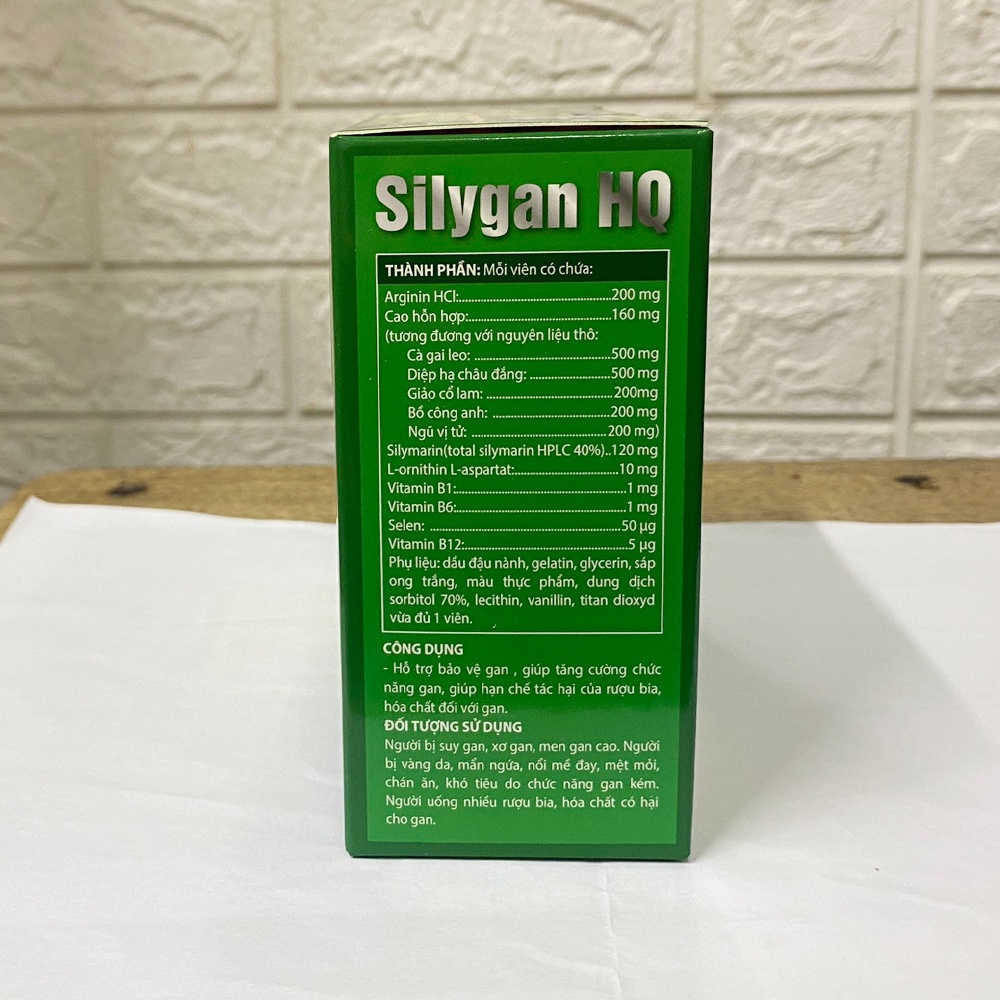 Viên Uống Silygan HQ (Hộp 60 Viên) Giúp Hỗ Trợ Tăng Cường Chức Năng Gan, Bảo Vệ Gan Và Hạn Chế Tác Hại của Rượu Bia