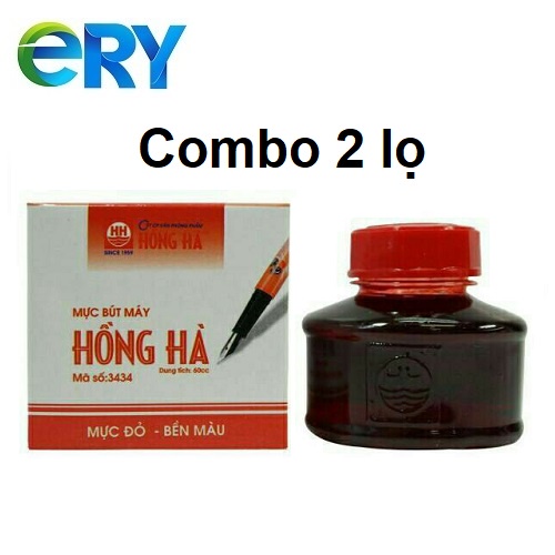 Combo 2 lọ mực bút máy chất lượng cao bền màu Hồng Hà màu tím, xanh, đen, đỏ