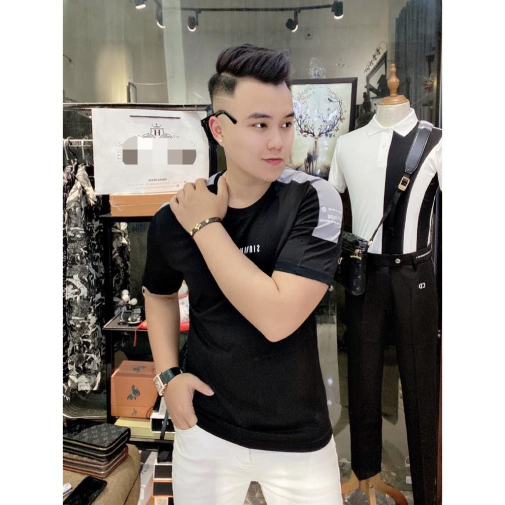 Áo thun nam in chữ, Áo phông nam không cổ vai kẻ SUPERCROQUIS form rộng | BigBuy360 - bigbuy360.vn